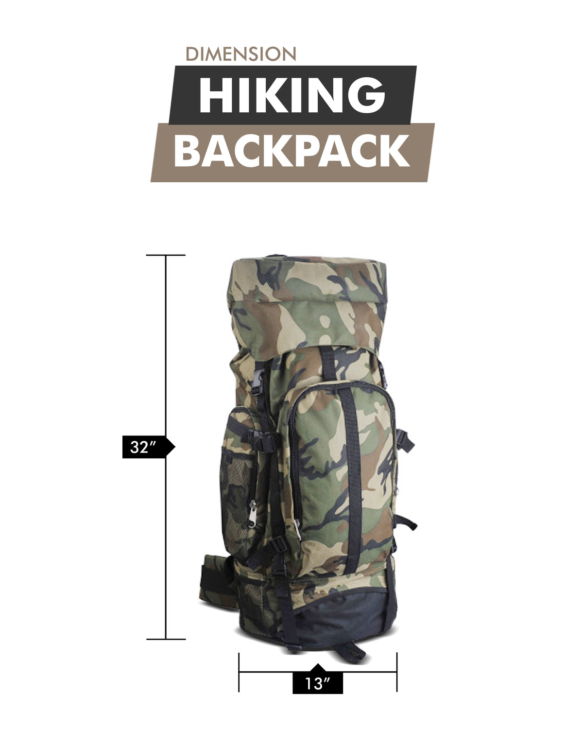 Camouflage Multi-Day Hiking & Camping Backpack